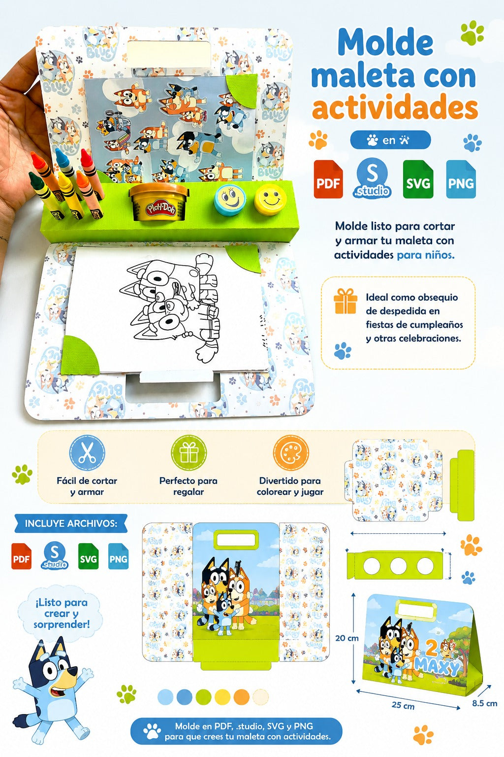 Molde - Maleta con actividades para niños (Ideal como souvenir)