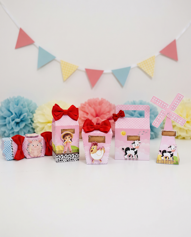 Temática personalizada: Animalitos granja rosa