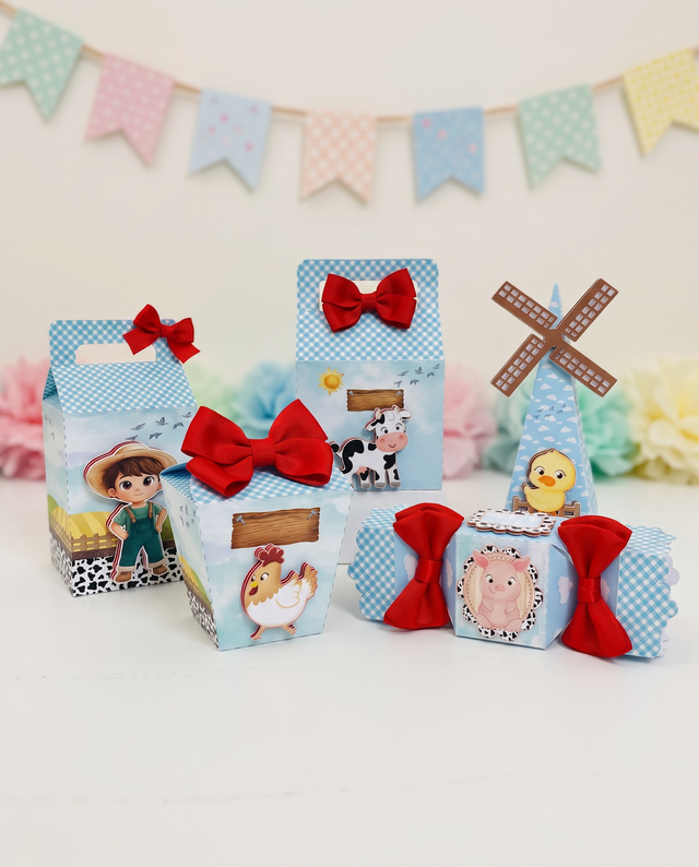 Temática personalizada: Animalitos granja azul
